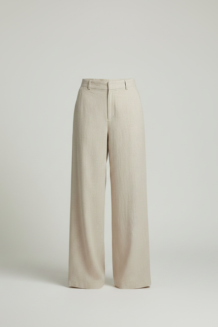 Pantalon Japonais Beige Lin Ample Décontracté Fluide - vue 3
