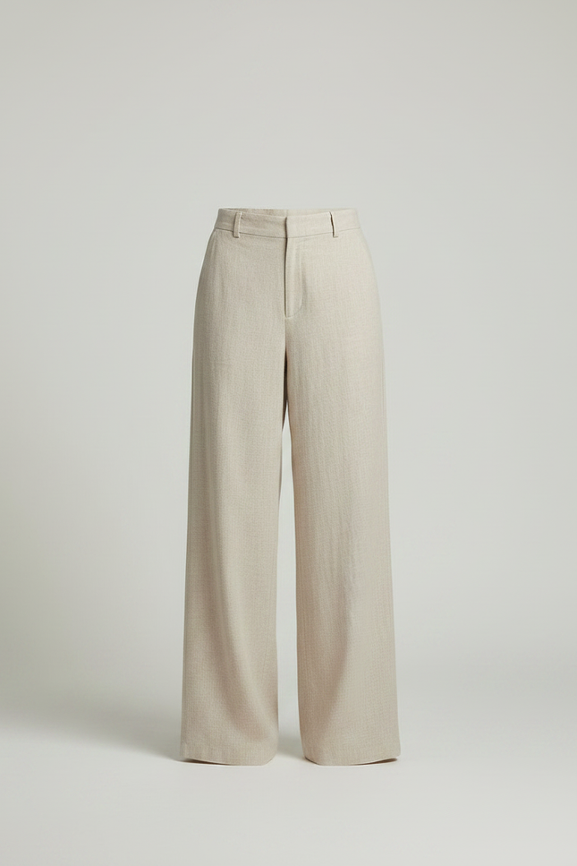 Pantalon Japonais Beige Lin Ample Décontracté Fluide - vue 3