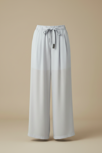 Pantalon Japonais Bleu Clair Ample Fluide Décontracté - Viscose - vue 3
