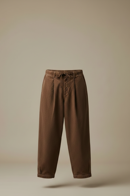 Pantalon Japonais Marron Côtelé Ample Homme Décontracté - Cordé - vue 3