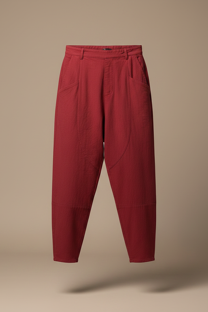 Pantalon Japonais Rouge Coton Ample Décontracté Homme - vue 3