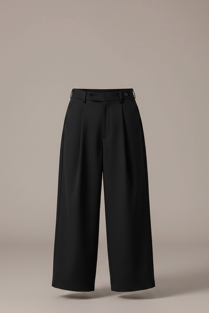 Pantalon Japonais Noir Ample Plissé Décontracté Garçon - Polyester - vue 3