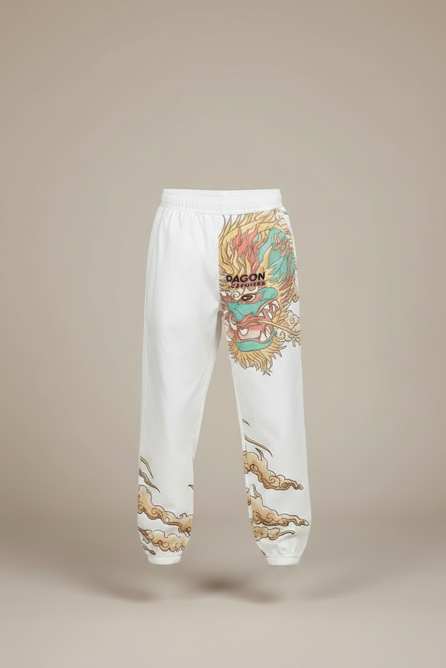 Pantalon Japonais Blanc Ample Dragon Garçon Coton - vue 3
