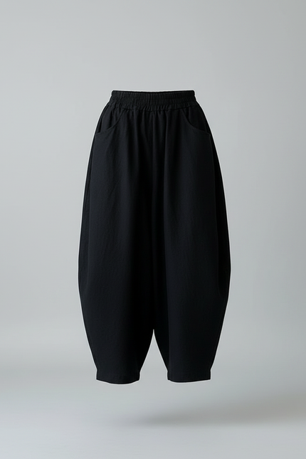 Pantalon Japonais Noir Ample Coton Décontracté Harem - vue 3