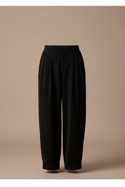 Pantalon Japonais Velours Côtelé Noir Ample Plissé - Cordé - vue 3