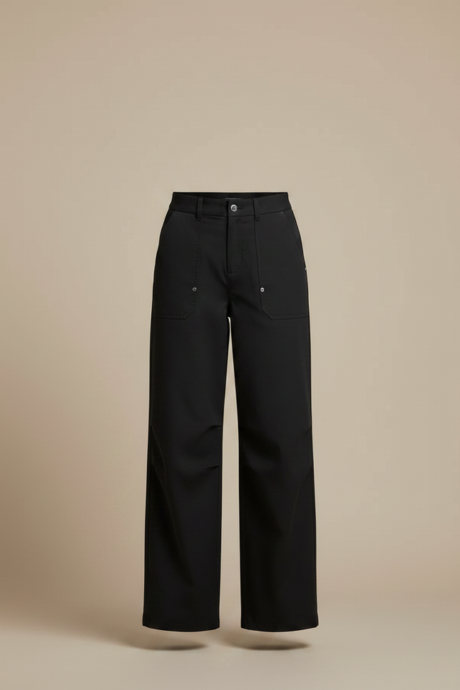 Pantalon Japonais Noir Ample Cargo Femme - Gabardine - vue 3
