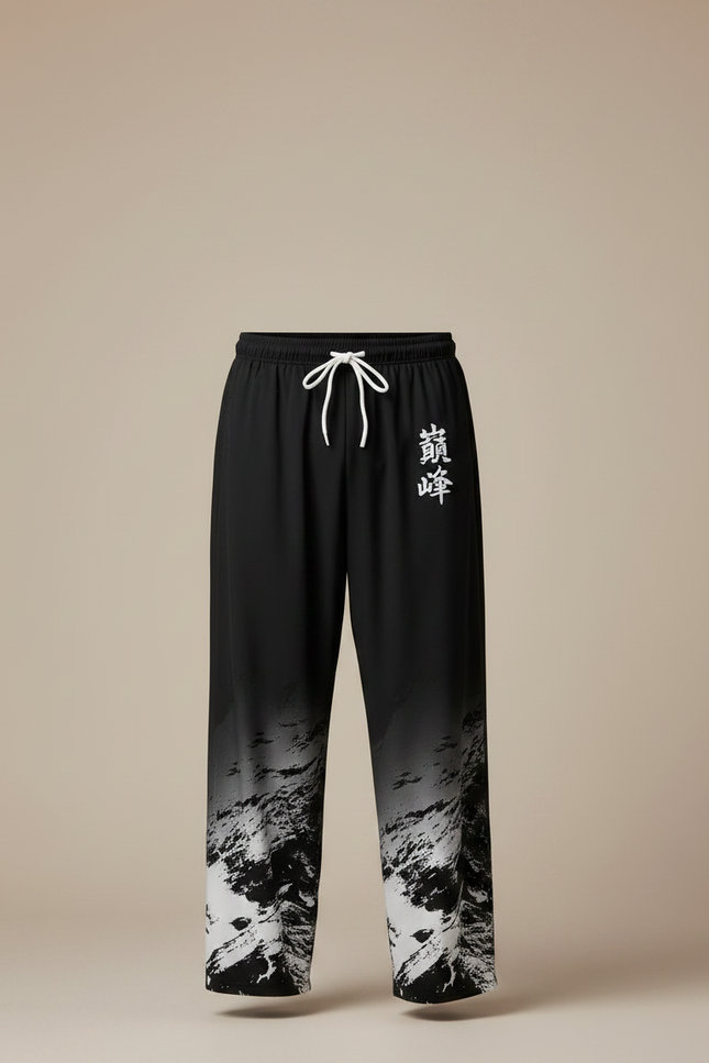 Pantalon Japonais Noir Dégradé Ample Imprimé Cordon - Polyester - vue 3