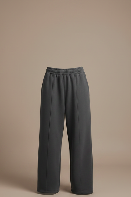 Pantalon Japonais Gris Anthracite Ample Droit Sport - Molleton - vue 3